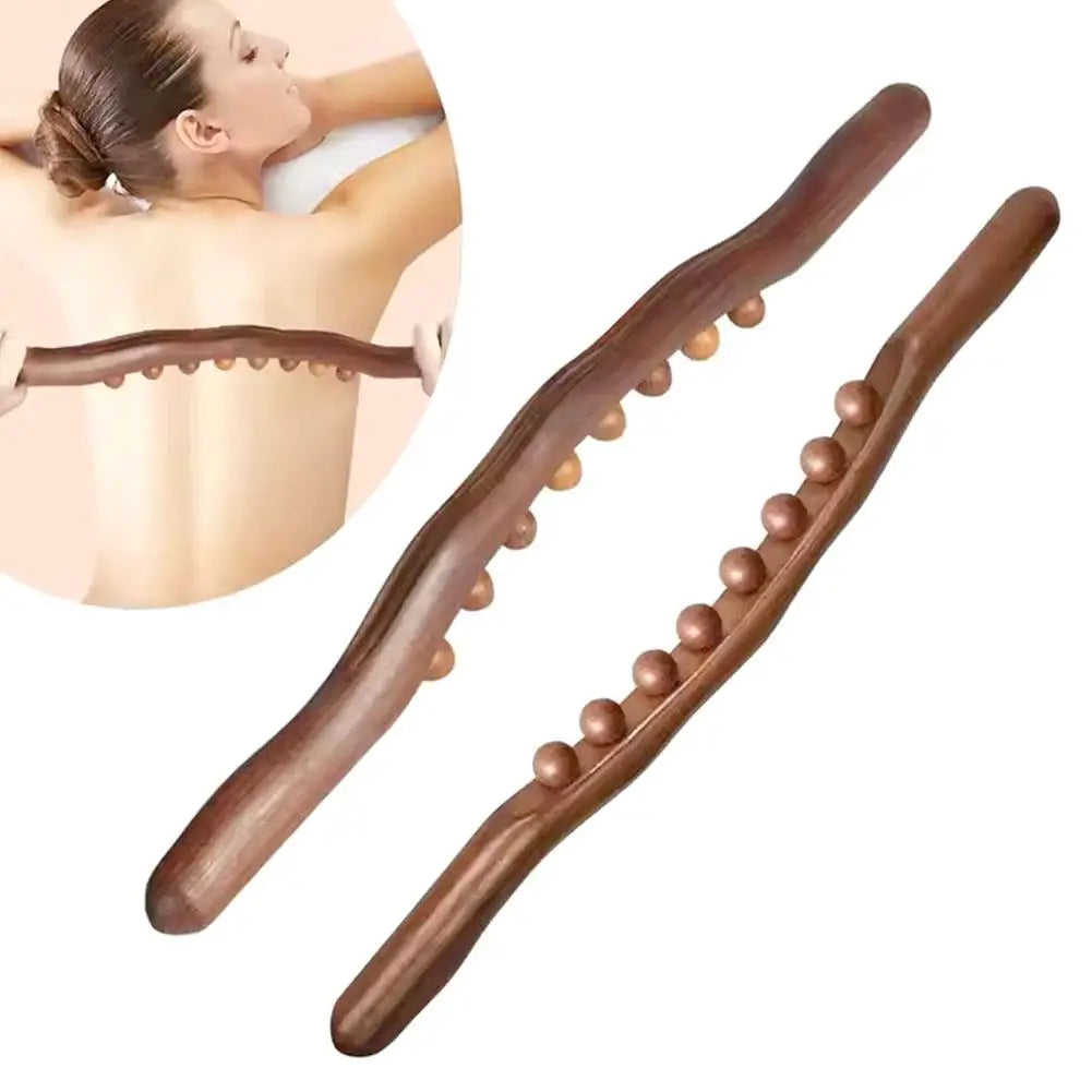 Wooden Gua Sha Roller Stick - 8/10 Beads Massage Tool for Meridian Relaxation, Muscle Knot Relief & Abdominal Massage