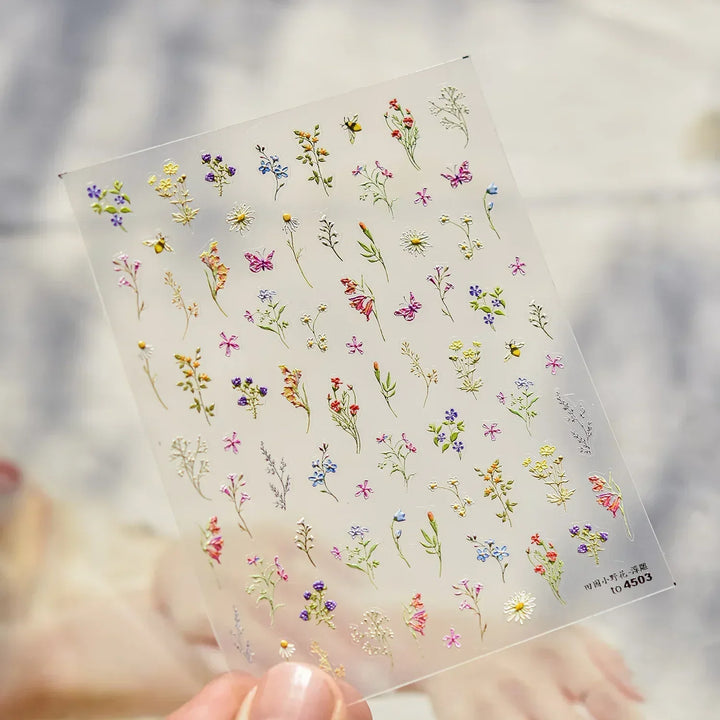 Lace Garden Bowknot Bow Tie Rose Flower Petal Pearl Irregular Border Self Adhesive 5D Nail Art Decoration Sticker Manicure Decal