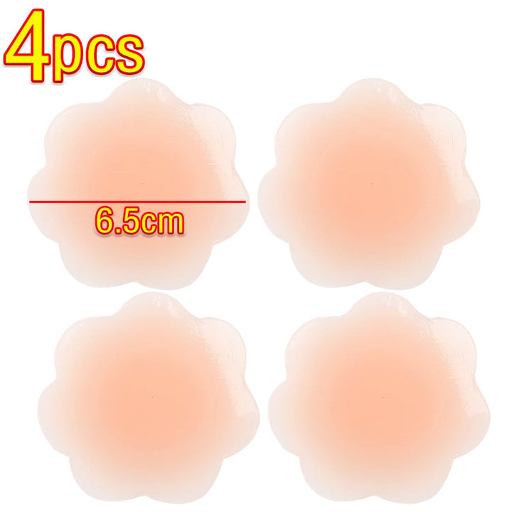2-4pcs Invisible Self Adhesive Chest paste Reusable Sticker Breast Petal Strapless Lift Up Bra Pad Silicone Petal Nipple Cover