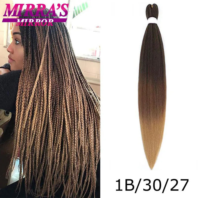 Pre Stretched Braiding Hair Ombre Jumbo Braids Hair Extensions YAKI Straight Synthetic Braid 1/3/6/8/10 Pcs Bulk Mirra's Mirror