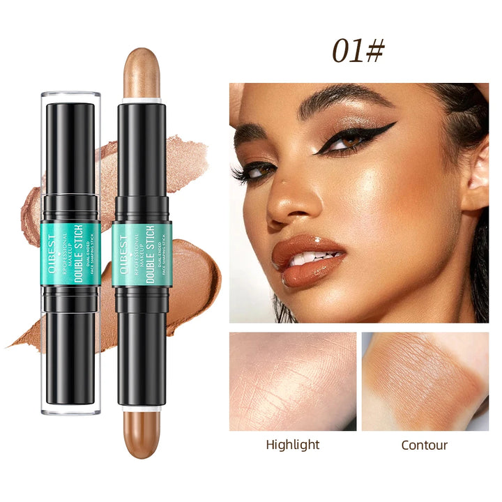 QIBEST Highlighting&Bronzer Stick Face Brightening Blusher Rouge Concealer Pen Long Lasting Highlight Contouring Blush Makeup