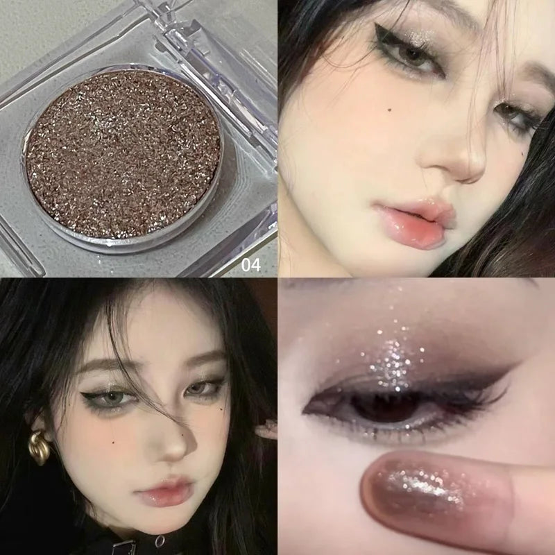 Aiccia Clear Square Single Eyeshadow Fine Glitter High Pigment Shimmer Easy for Beginner Daily Eye & Highlight Makeup