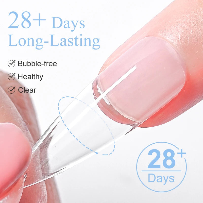 MSRUIOO 10ml Clear Solid Nail Tips Gel Long Lasting Strong Adhesion UV/LED Building Gel for Nails Home Salon Manicure DIY Design