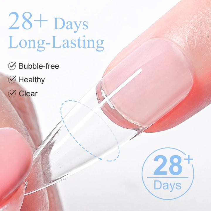 MSRUIOO 10ml Clear Solid Nail Tips Gel Long Lasting Strong Adhesion UV/LED Building Gel for Nails Home Salon Manicure DIY Design