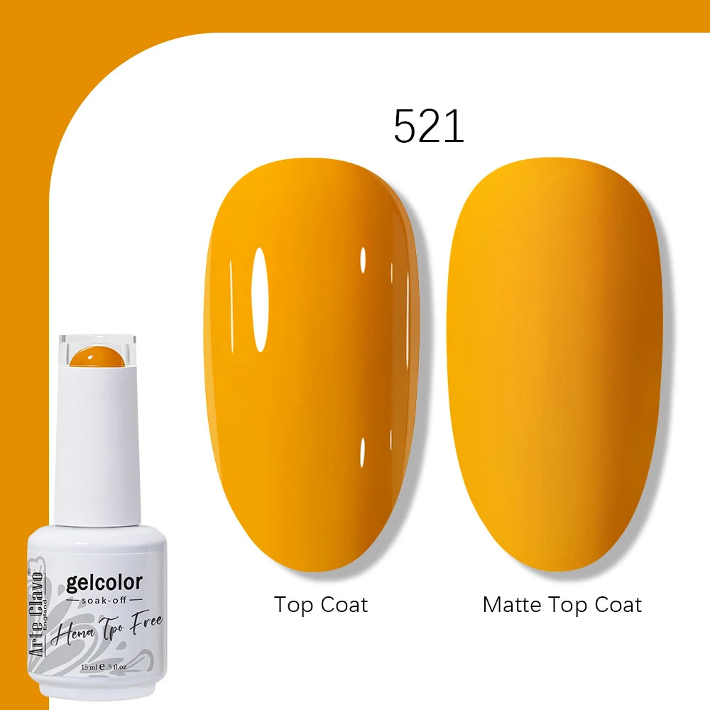 Arte Clavo Solid Color Gel Nail Polish 15ml Soak Off UV LED Gel Semi-Permanent Glitter Polish For Manicure Nail Art Salon Gel