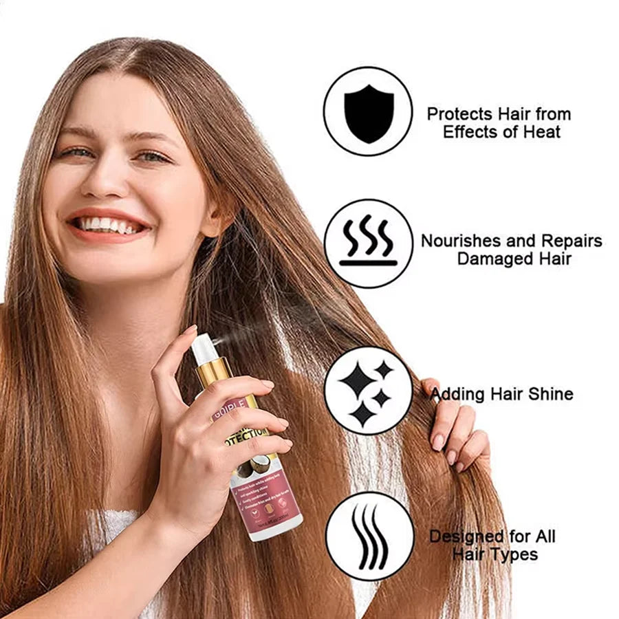 GOIPLE Coconut Thermal Protector Spray Hair Protectant Paraben Dye Free Protects Heat Damage Suitable for Daily Care