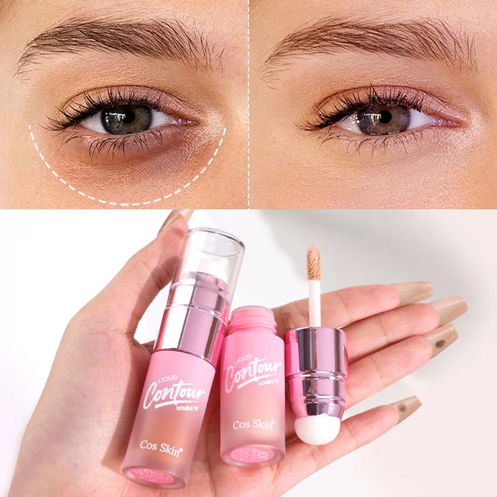 Double-head Matte Contour and Highlighter Liquid, Side Profile Illuminating and Contouring Liquid