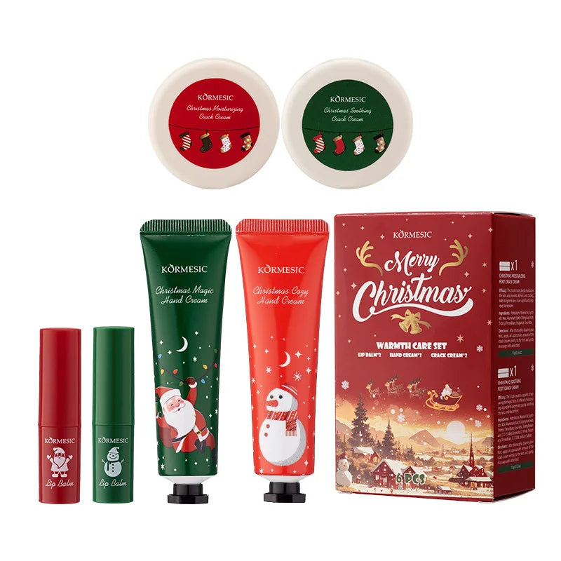 Christmas Moisturizing Gift Set - Hand Cream and Lip Balm, Hydrating Skin Care, Festive Present for Her, Family & Friends