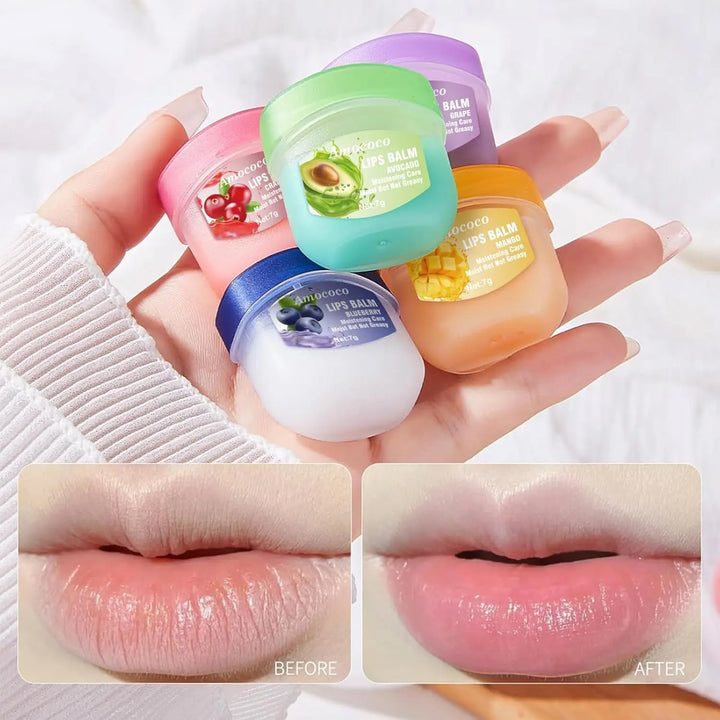 Amococo 7gx8pcs Strawberry Lip Balm Set Moisturizing Lip Mask Gift Box Care Treatment Nourishing Hydrating for Dry Lips Christmas Valentine Gift