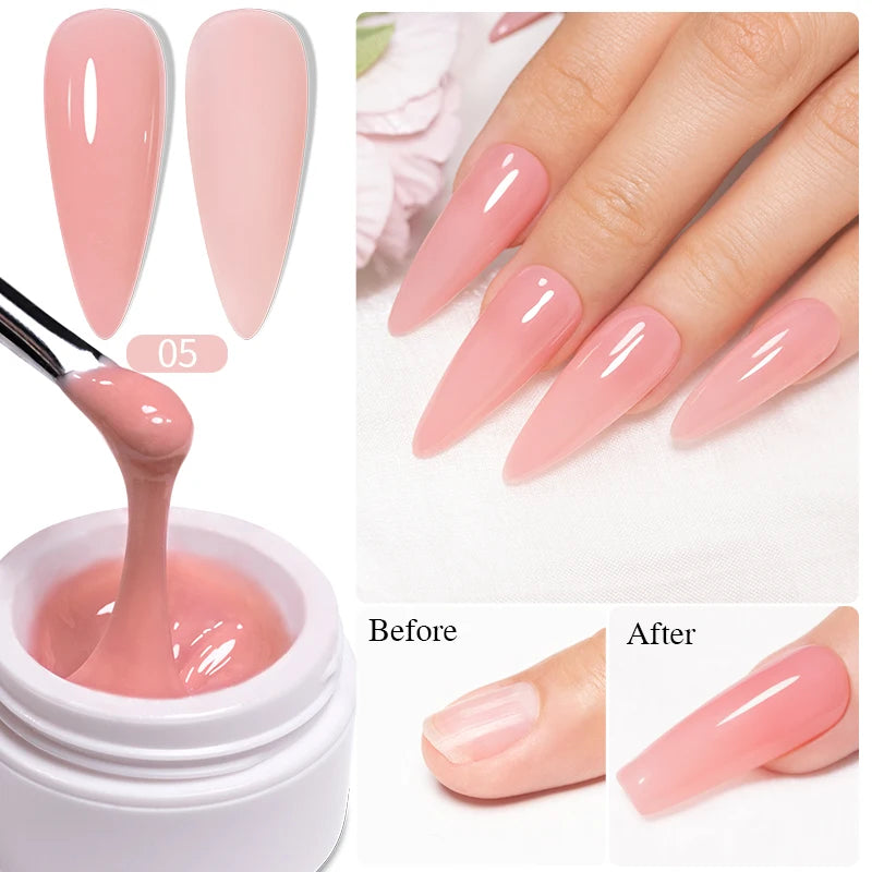 15ml Extension Gel Nail Polish Hard Jelly Build Nail Gum Clear Nude Natural Color French Soak Off UV Construction Gel