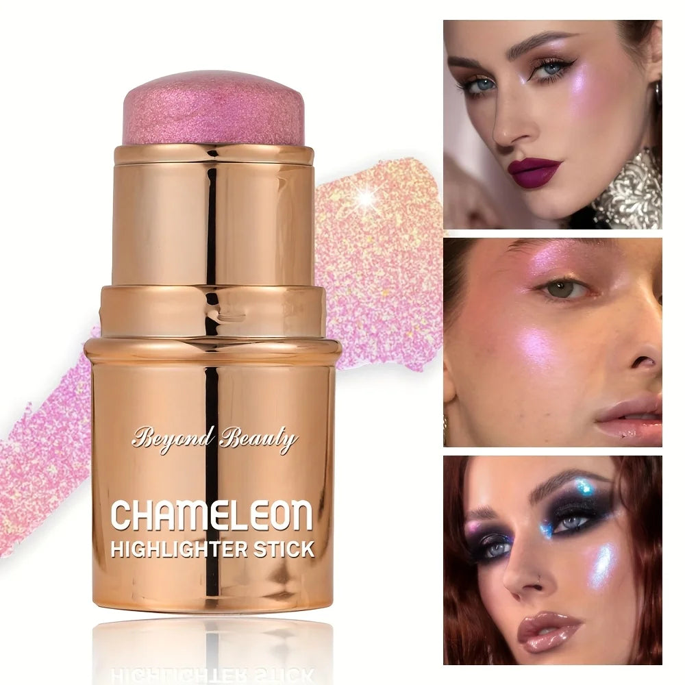2PCS Chameleon Holographic Glitter Shimmer Highlighter Stick, Makeup For Face And Body, Highly Pigmented,