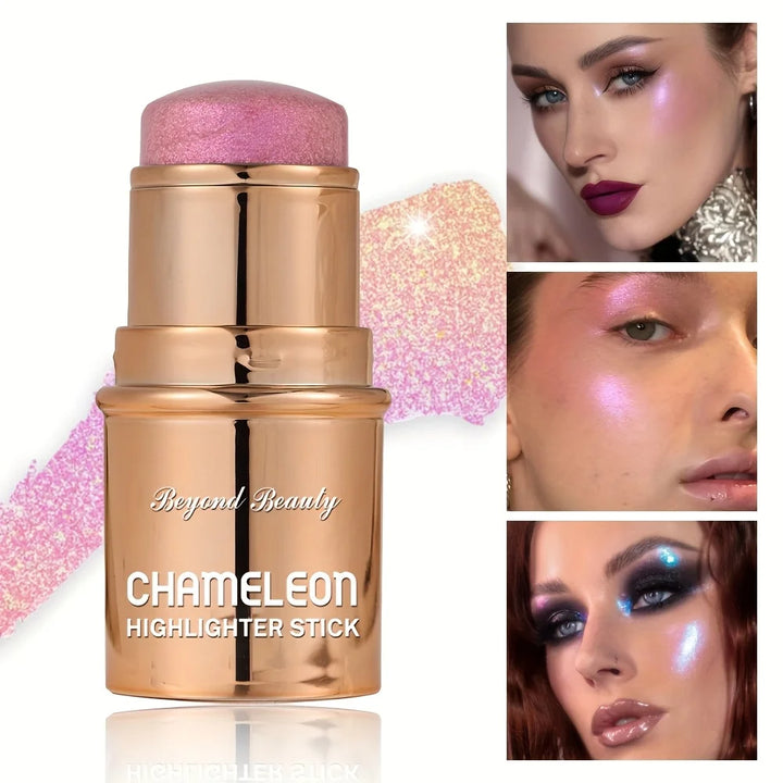 2PCS Chameleon Holographic Glitter Shimmer Highlighter Stick, Makeup For Face And Body, Highly Pigmented,