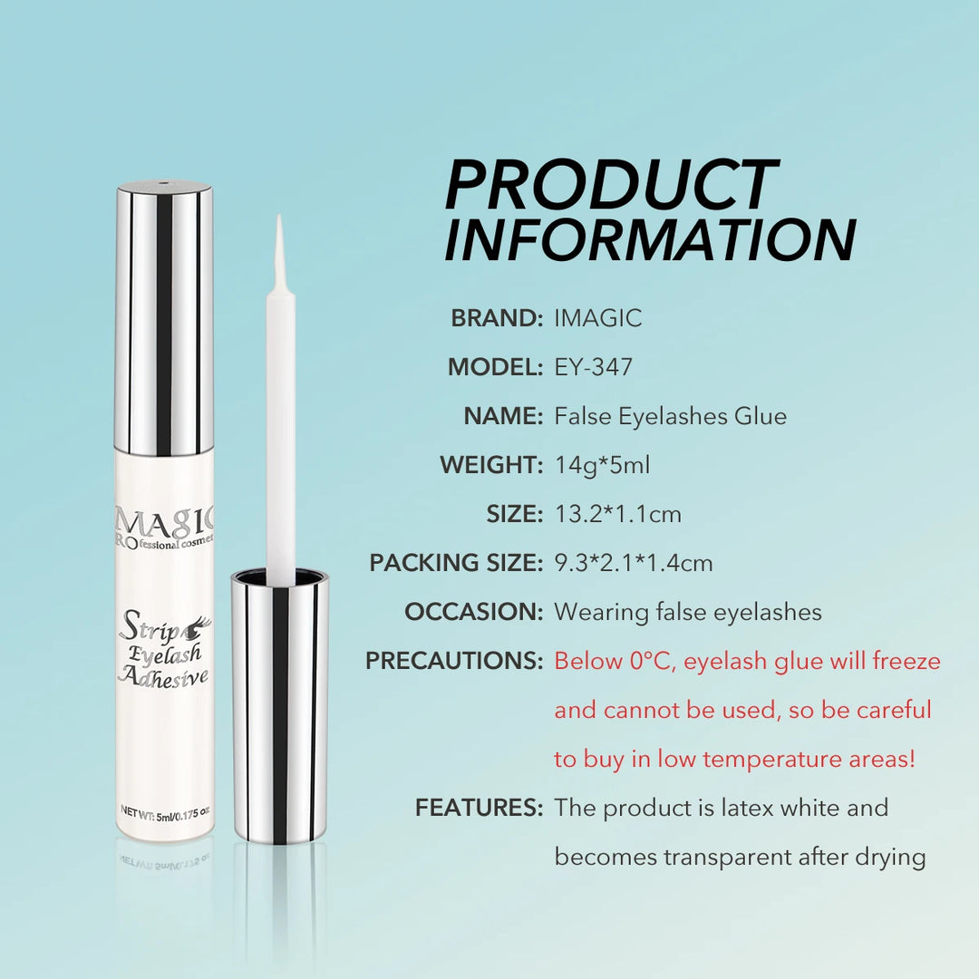 IMAGIC 5ml False Eyelash Extension Glue Waterproof Fast Dry Long Lasting Strong No Irritation Transparent Eyelash Primer Tools