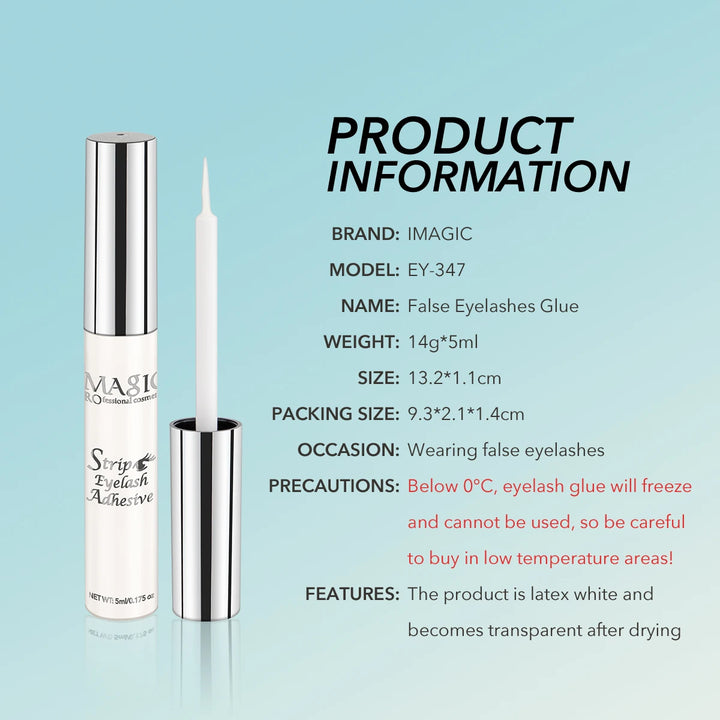 IMAGIC 5ml False Eyelash Extension Glue Waterproof Fast Dry Long Lasting Strong No Irritation Transparent Eyelash Primer Tools
