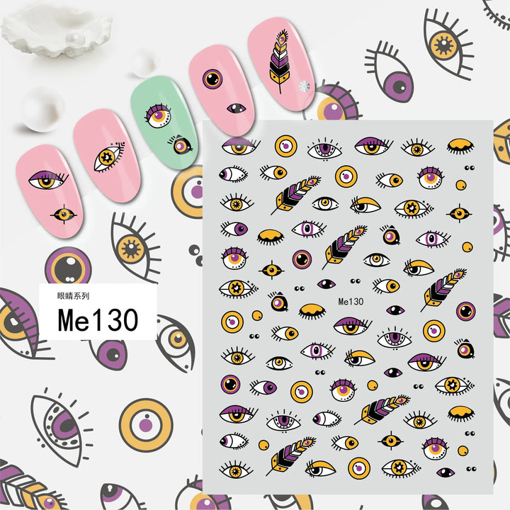 Nail Art Stickers Water Decals Eyes Stripe Nail Art Decorations for Manicure Accessories Press on Nails Foil Stickers and Decals