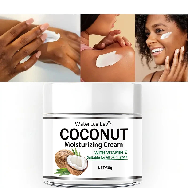 50g Coconut Oil Moisturizing Cream |   Collagen and Vitamin E |   Alcohol-Free |   Suitable for All Light Skin Types |   Moisturizing Formula Containing Hyaluronic Acid and Retinol