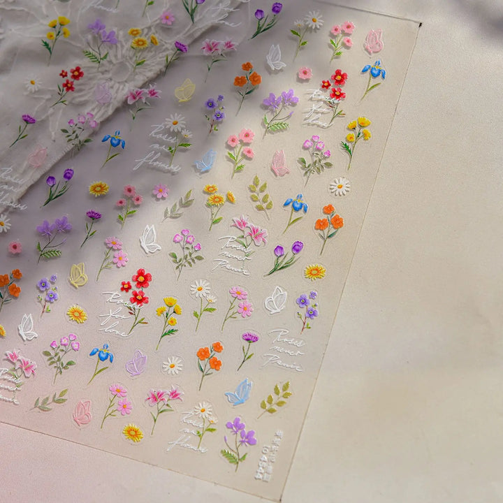 Lace Garden Bowknot Bow Tie Rose Flower Petal Pearl Irregular Border Self Adhesive 5D Nail Art Decoration Sticker Manicure Decal