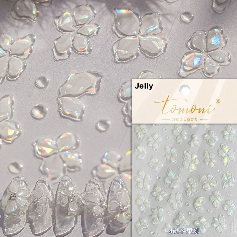 Hipster Pure White Flowers Rose Spring Lily Peony Camellia Daisy Jelly Cherry Blossom Magnolia Nail Art Stickers Manicure Decals