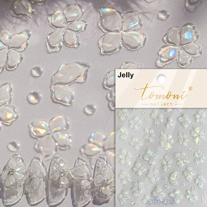 Hipster Pure White Flowers Rose Spring Lily Peony Camellia Daisy Jelly Cherry Blossom Magnolia Nail Art Stickers Manicure Decals