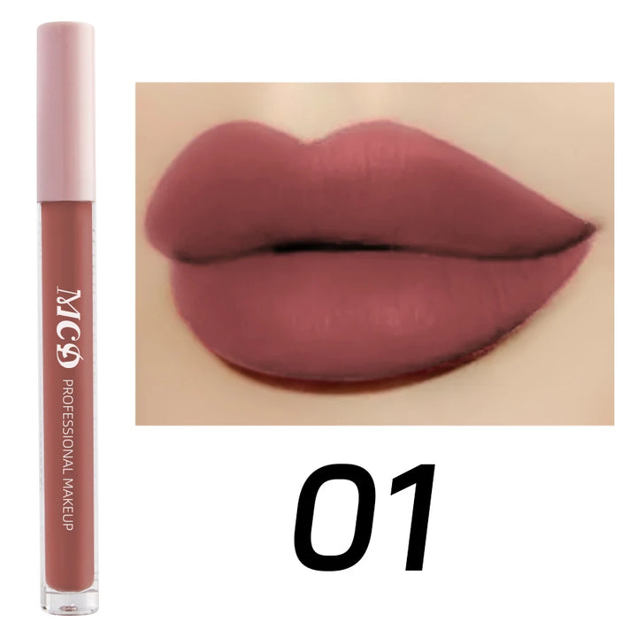 1PC Dark Brown Matte Velvet Lip Gloss Waterproof Liquid Lipstick Nude Brown Lips Korean Makeup for Lip Tint Lip Glaze Cosmetics