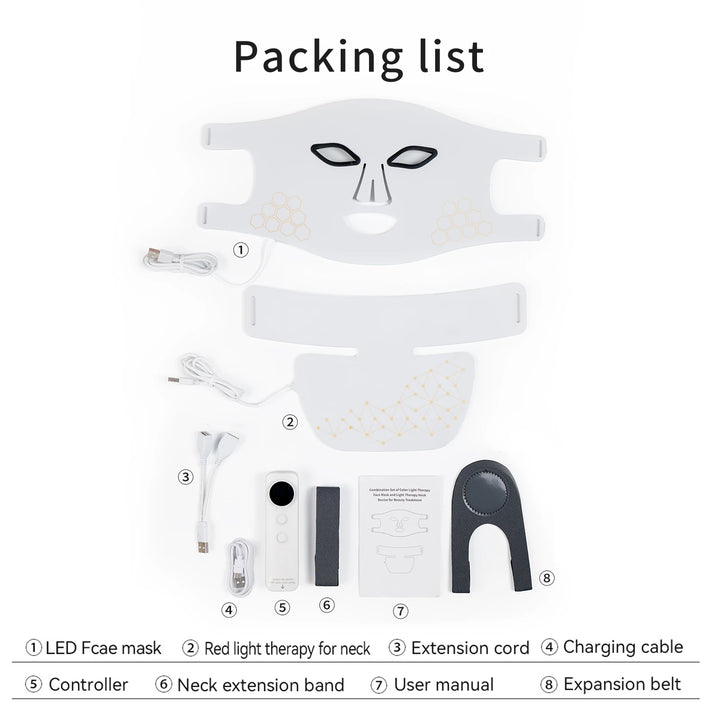 Hello Face Rechargeable Red Light Therapy Mask for Face & Neck  Infrared LED Mask Skincare Device for Glowing Skin