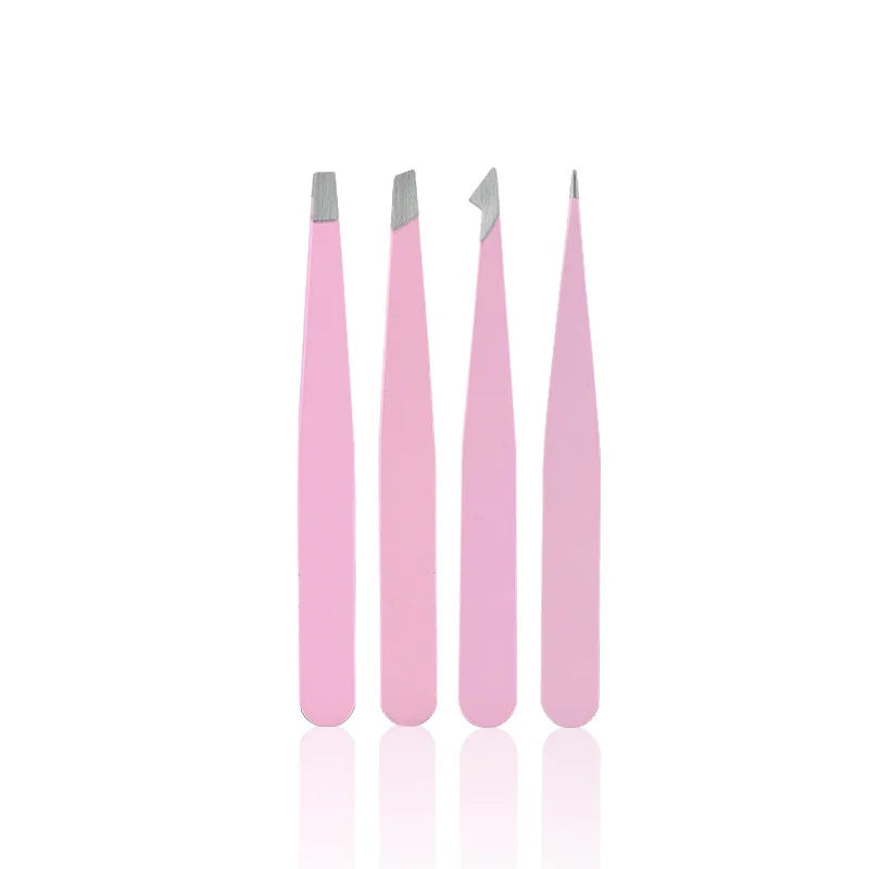 1/4 pcs Professional Eyebrow Tweezers Set Silvery and Rose Golden Eyebrow Forceps Beauty Tool Set For Facial Hair Inward Growing