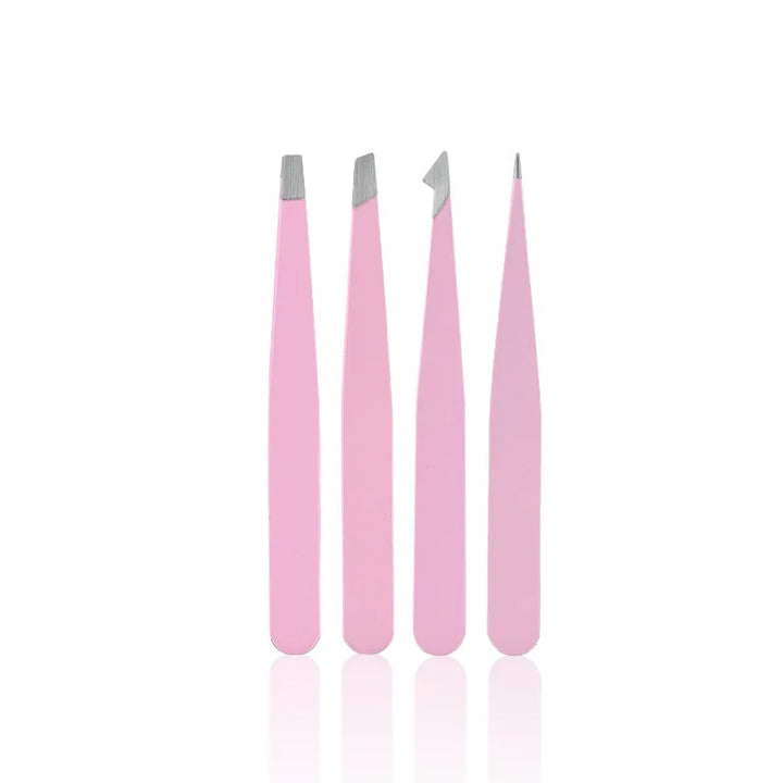 1/4 pcs Professional Eyebrow Tweezers Set Silvery and Rose Golden Eyebrow Forceps Beauty Tool Set For Facial Hair Inward Growing