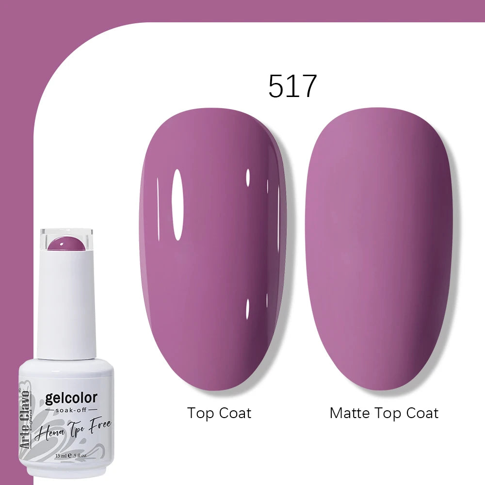 Arte Clavo Solid Color Gel Nail Polish 15ml Soak Off UV LED Gel Semi-Permanent Glitter Polish For Manicure Nail Art Salon Gel