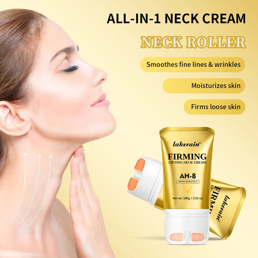 AH-8 Firming Lifting Neck Cream Deep Moisturizing Firms Neck Loose Skin Roller Design Smooth Fine Lines Wrinkles Neck Cream