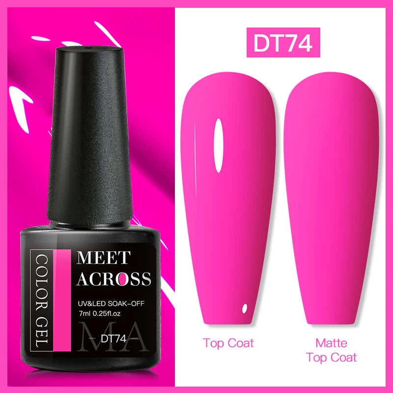 MEET ACROSS 7ml Fluorescent Gel Nail Polish Vernis Summer Neon Semi Permanent UV Gel Varnish Nail Art Manicure For Nails