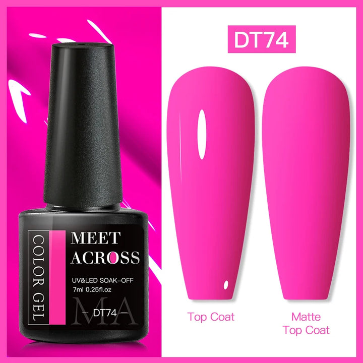 MEET ACROSS 7ml Fluorescent Gel Nail Polish Vernis Summer Neon Semi Permanent UV Gel Varnish Nail Art Manicure For Nails