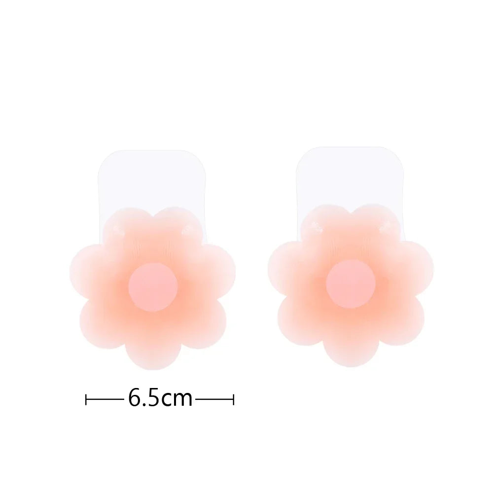 Reusable Women Breast Petals Lift Nipple Cover Invisible Petal Adhesive Strapless Backless Stick on Bra Silicone Breast Stickers