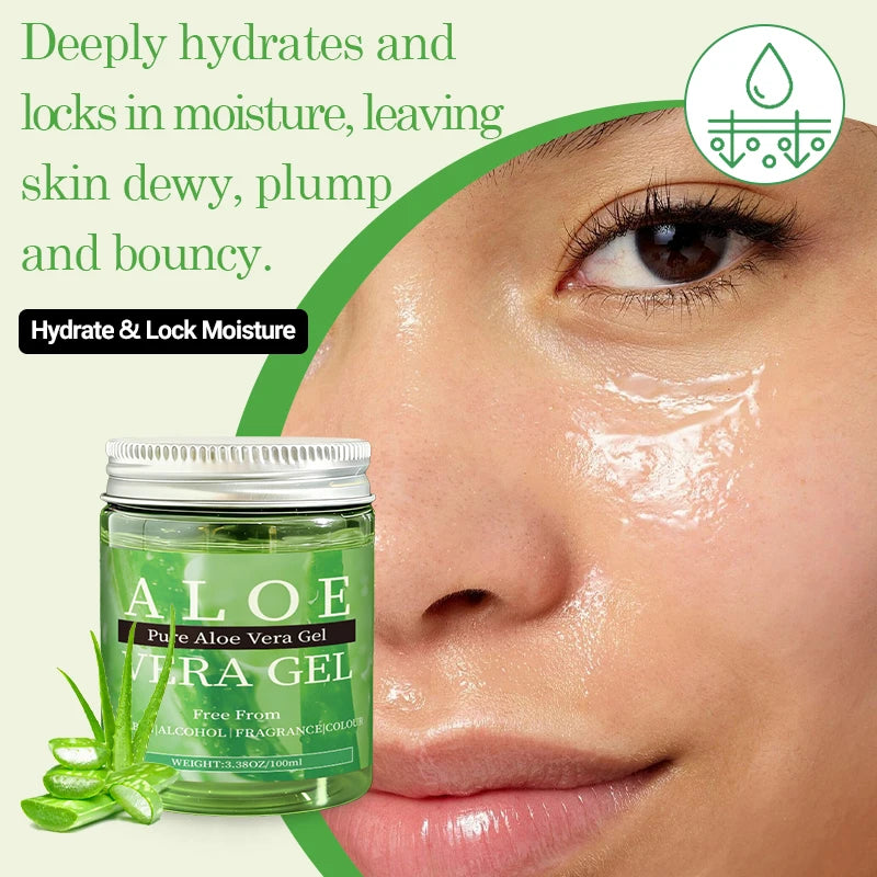 YUVK Pure Aloe Vera Gel Cold-Pressed Natural Facial Moisturizer for Face And Hair - Skin Hydrator And Hair Conditioner