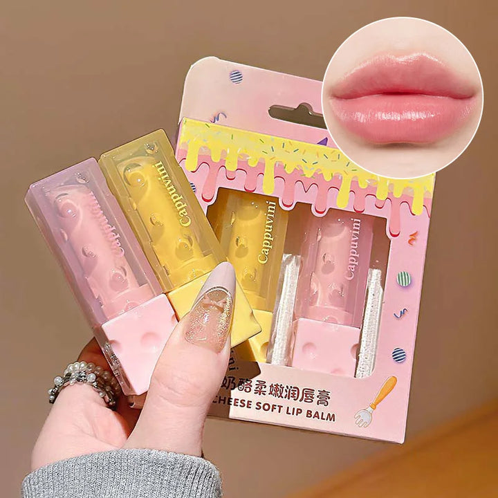 Cappuvini Cheese Lip Balm Long-Lasting Moisturizing Deep Moisturizing Non-Stick Repairing Anti-Wrinkle Anti-Cracking Lip Mask Lipstick Base