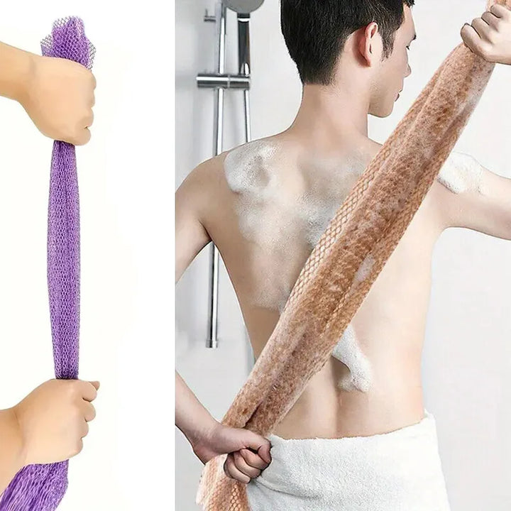Mesh African Net Bath Sponge Water-absorbent Long Strip Shower Scrubber Quick Foaming Lightweight Exfoliating Bath Towel