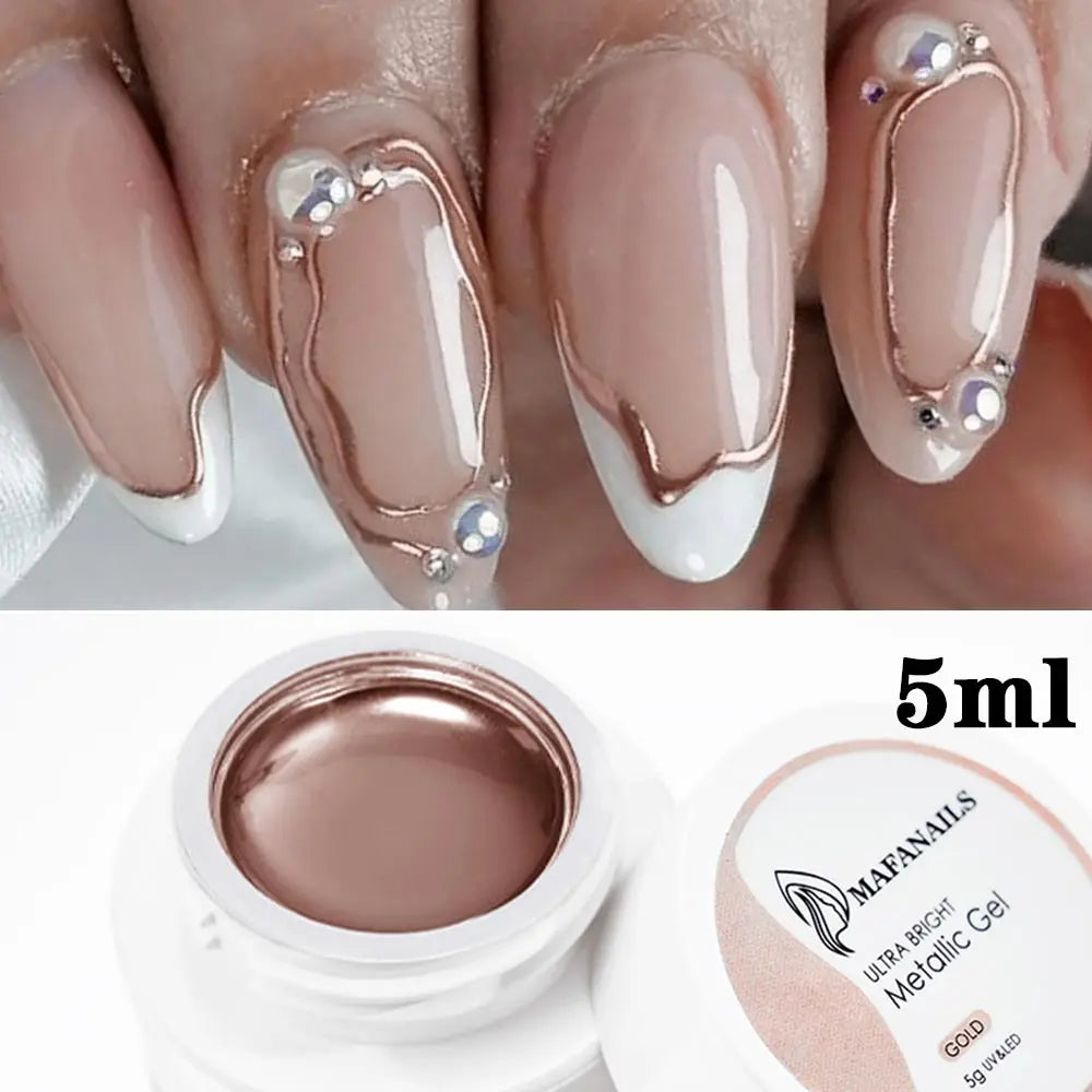 5/7/8ml Super-Bright Metallic Painting Liner Gel Polish Silver/Gold/Rose Mirror Gel Nail Polish Semi Permanent UV Nail Art Verni