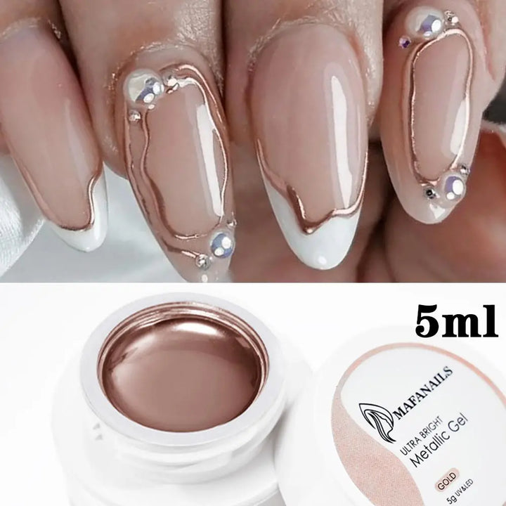 5/7/8ml Super-Bright Metallic Painting Liner Gel Polish Silver/Gold/Rose Mirror Gel Nail Polish Semi Permanent UV Nail Art Verni