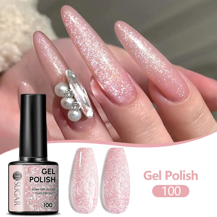 UR SUGAR 7/7.5ml Nude Glitter Color Nail Gel Polish Semi-permanent Varnish Soak Off Nail Art Base Top Coat UV LED Gel Manicure