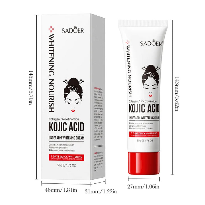 Kojic Acid Underarm Whitening Cream, Collagen Brightens Skin Tone, Improves Dullness in the Underarm Area