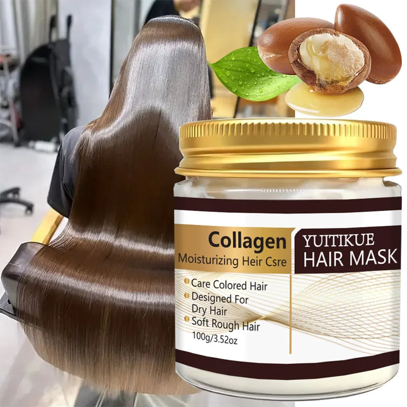 YUITIKUE Collagen Moisturizing Hair Mask - 100g for Dry & Colored Hair, Deep Conditioning to Soften Rough Hair