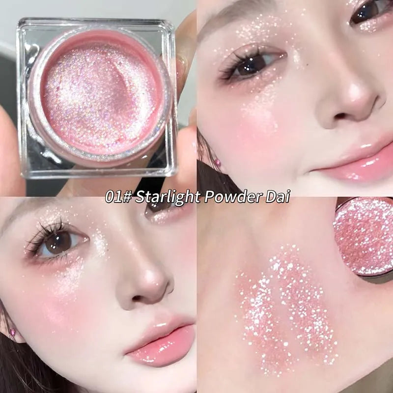 Liquid Gel Eyeshadow Pearl Glitter Body Highlighter Monochrome Diamond Shimmer Silkworm Brighten Highgloss Sequins Quick Drying