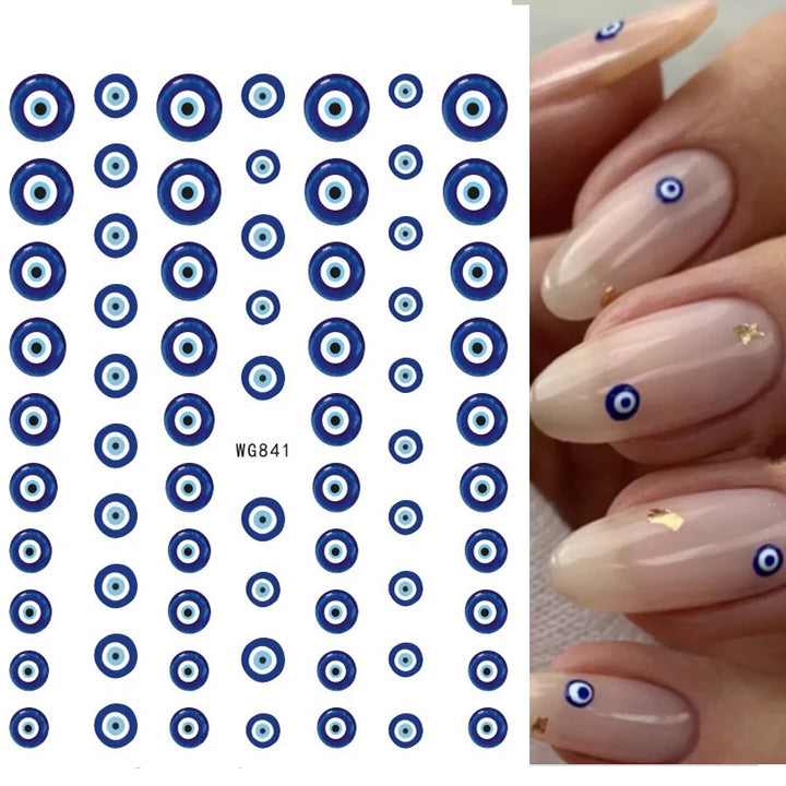 Nail Art Stickers Water Decals Eyes Stripe Nail Art Decorations for Manicure Accessories Press on Nails Foil Stickers and Decals