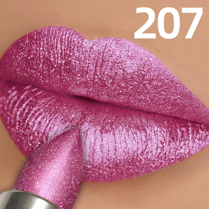 Metallic Glitter Lipstick 3 Color Waterproof Lip Balm Red Long Last Lip Tint Matte Lip Makeup Gifts  Shiny Lip Gloss Cosmetic