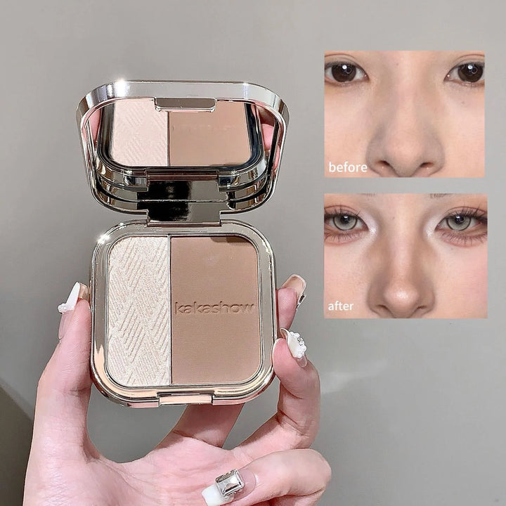 1Pc Shimmer Highlighter Bronzer Palette Matte Face Shading Grooming Powder Makeup Long-Lasting Face Contouring Bronzer Cosmetics