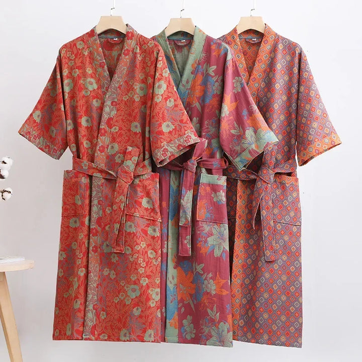 Cotton Printed Women's Bathrobe for Spring and Autumn Pajamas Home Clothing Multi Colors Quick Drying Bathrobes Female