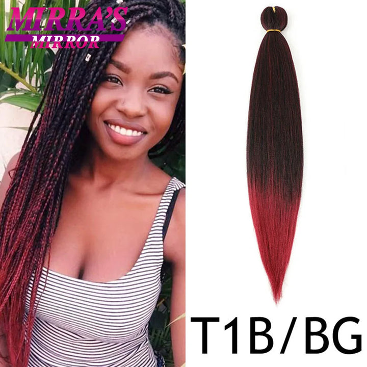 Pre Stretched Braiding Hair Ombre Jumbo Braids Hair Extensions YAKI Straight Synthetic Braid 1/3/6/8/10 Pcs Bulk Mirra's Mirror