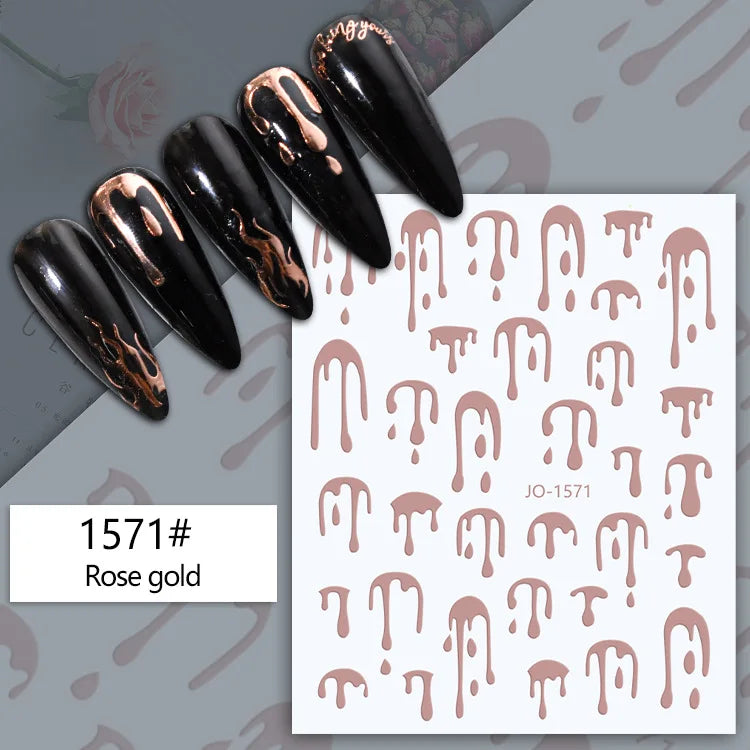 Nail Art Stickers Water Decals Eyes Stripe Nail Art Decorations for Manicure Accessories Press on Nails Foil Stickers and Decals