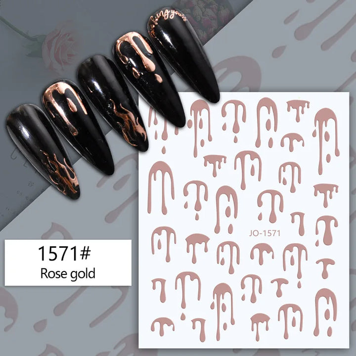 Nail Art Stickers Water Decals Eyes Stripe Nail Art Decorations for Manicure Accessories Press on Nails Foil Stickers and Decals