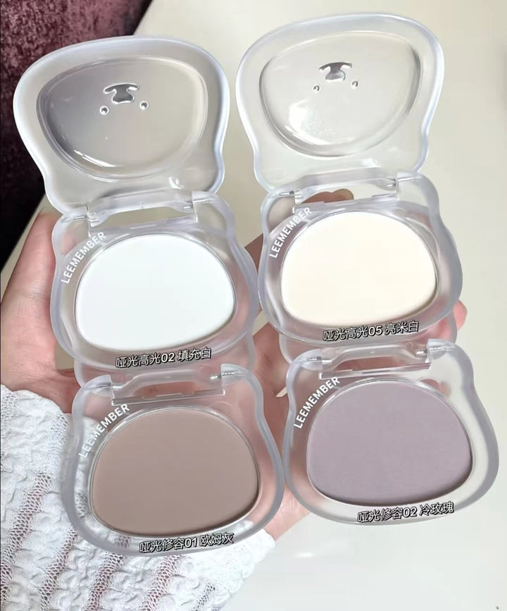 LEEMEMBER Contour Highlighter Powder Matte Fine Powder Longlasting Oil Control Natural Face Bronzer Brighten Makeup