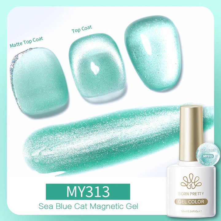 BORN PRETTY 10ml Black Glass Cat Magnetic Gel Nail Polish Punk Style Nail Art Manicure Varnis Semi Permanent Gel for Winter Nail